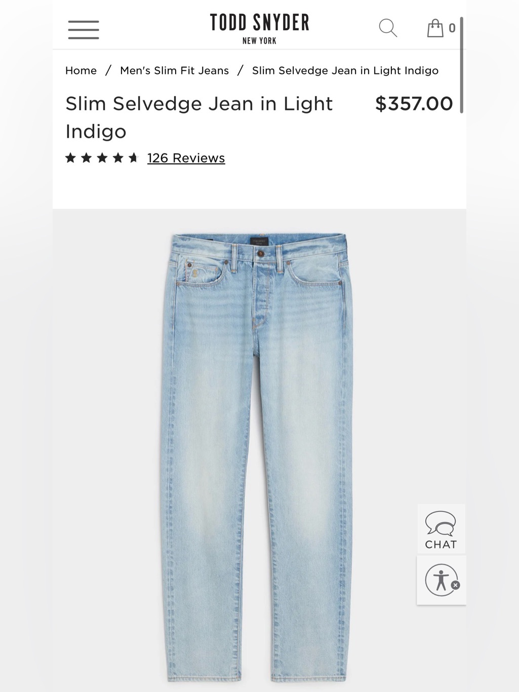 Nwt $350+ Todd Snyder Light Wash Slim Selvedge Denim Jeans 31/30 Summer!
